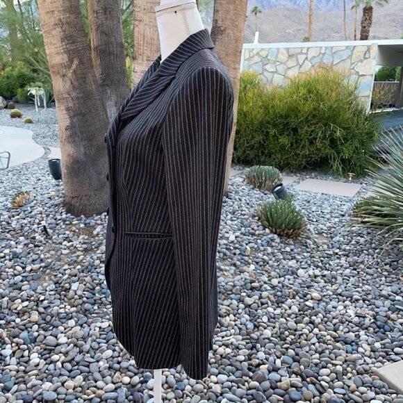 Walter Baker Double Breasted Blazer Womens Size 8 Vintage 90s Y2K Stripe Spandex - Picture 9 of 10